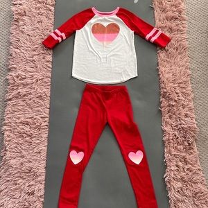 Cat&Jack VDay inspired outfit with matching pants top size 7/8 pants size 6/6X